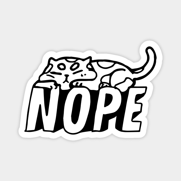 Nope Cat in Action Magnet by spacemedia