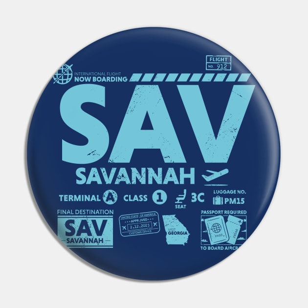 Vintage Savannah SVA Airport Code Travel Day Retro Travel Tag Georgia Pin by Now Boarding