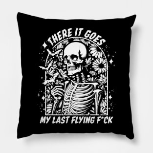 Vintage Halloween There It Goes My Last Flying Skeletons Pillow