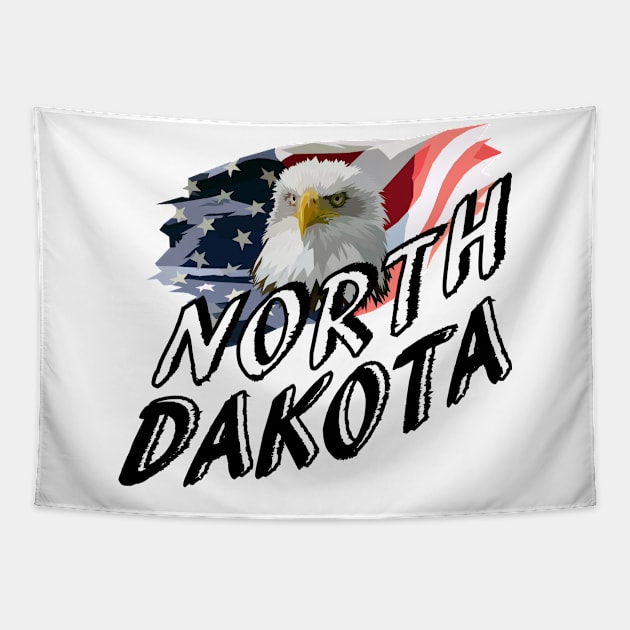 North Dakota USA Flag and Bald Eagle Bird Raptor Tapestry by Jahmar Anderson