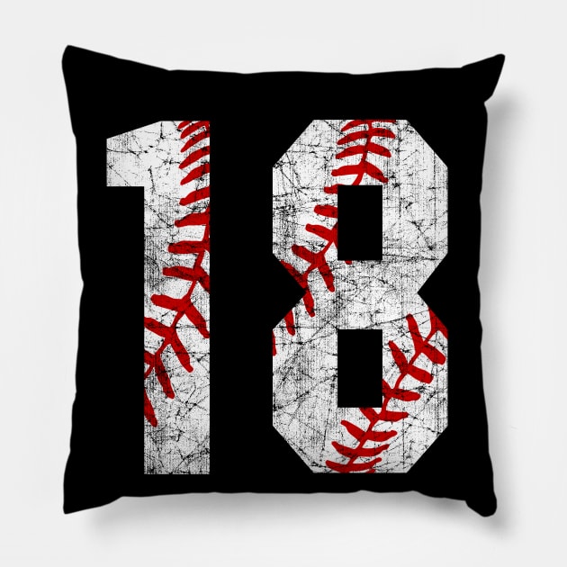 Vintage #18 Baseball Laces Baseball Mom Jersey Love Baseball T-shirt Pillow by TeeCreations