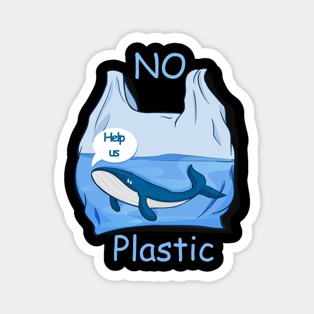 No Plastic - Protect the whales Magnet by Jochen Lützelberger
