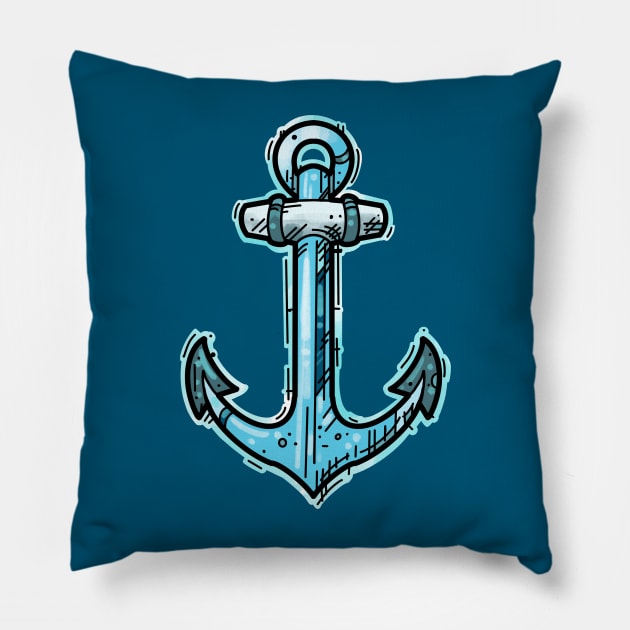 Blue anchor, sailor tattoo sketch style Pillow by weilertsen