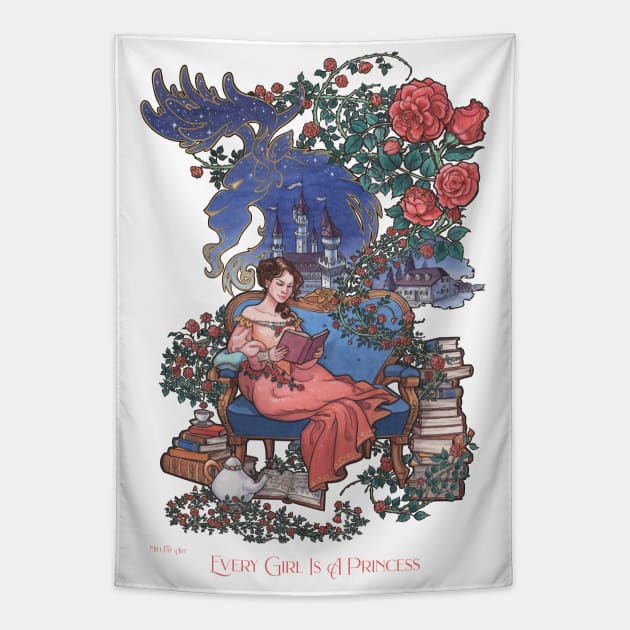 Mili Fay’s Every Girl Is A Princess: Beauty and the Beast Tapestry by Mili Fay Art