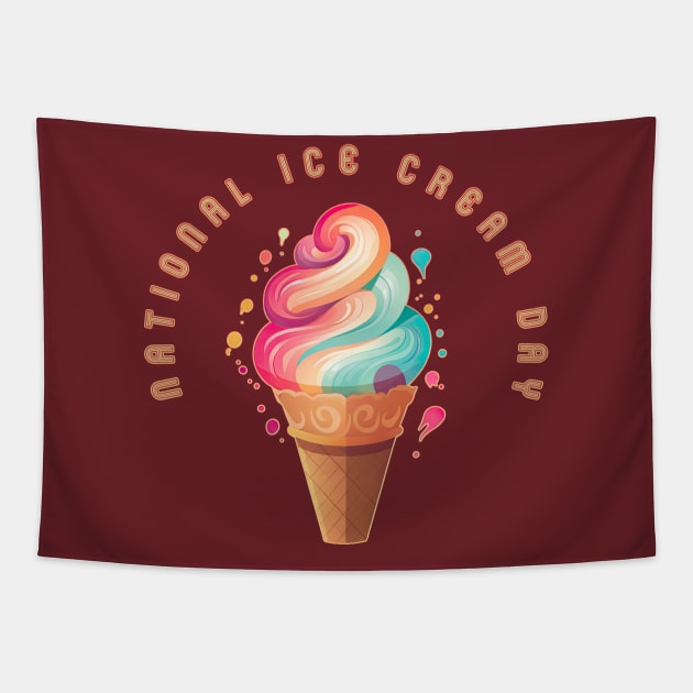 National Ice Cream Day Ice Cream Cone Tapestry by DanielLiamGill