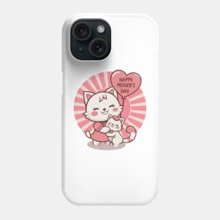 Happy Mother's Day To The Best Cat Mom Retro Pink Sun Cats Lover Phone Case