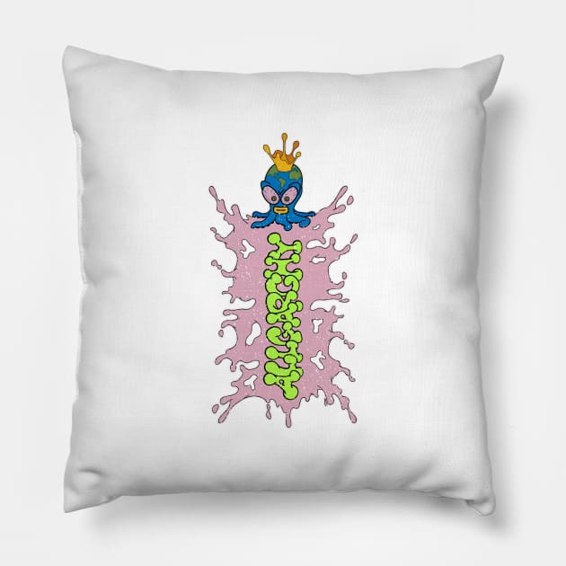 typography oligarchy with pink cream and little octopus Pillow by idbihevier