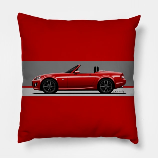 My drawing of the NC2 RC PRHT roadster convertible classic sports car with dark rims Pillow by jaagdesign