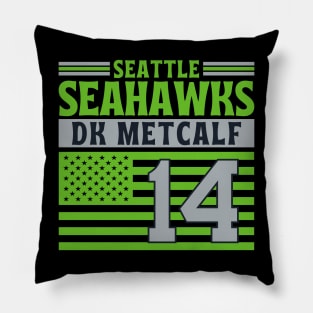 Seattle Seahawks Metcalf 14 American Flag Football Pillow