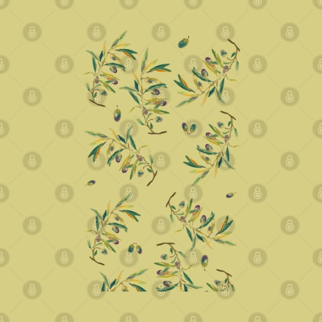Olive watercolour pattern by shikita_a