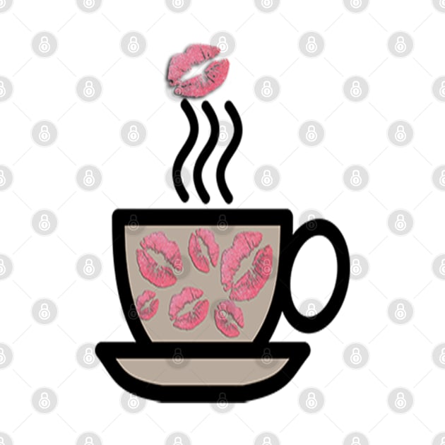 Coffee Lover Gifts, Cute Steaming Mug of Coffee with Pink Lips on Cup by tamdevo1