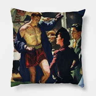 Vintage Sports Boxing, Boxer Leaving the Ring Pillow