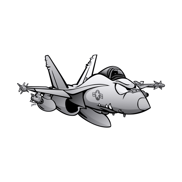 F/A-18 Hornet Military Fighter Attack Jet Airplane Cartoon by hobrath