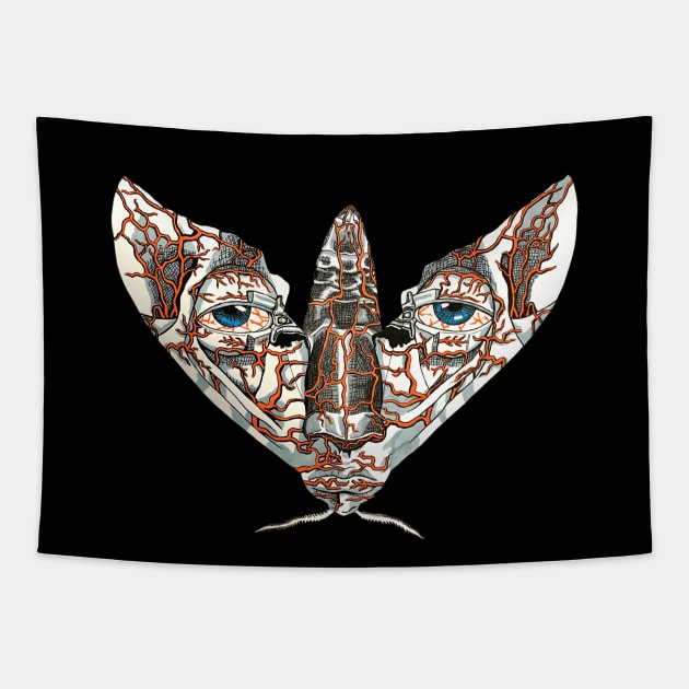 Face Mimic Moth Tapestry by RaLiz