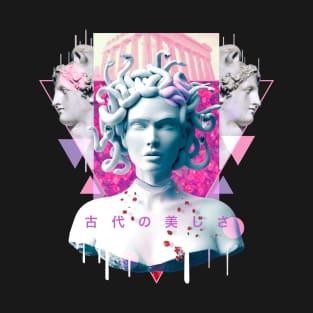 Vaporwave Medusa Statue Aesthetic Retro Japanese Otaku Art T-Shirt