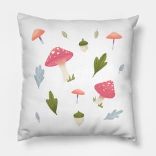 Mushroom Fields - Pink and Blue Pillow