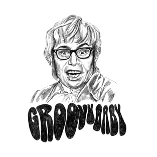 Austin Powers Sketching portrait - groovy baby T-Shirt