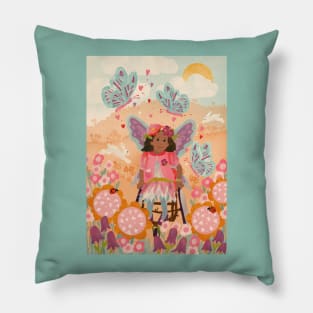 Beautiful Black Butterfly Fairy in a Woodland Wheelchair Pillow