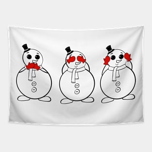 Three wise snowmen (black) Tapestry