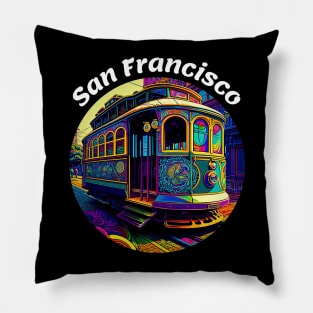 San Francisco Cable Car v1 round Pillow