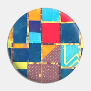 Abstract fabric patchwork, colorful, gold, geometrical,seammless patterns Pin