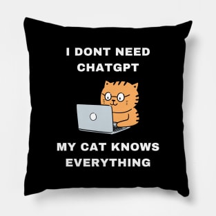 Cat GPT Working Ai Cat, Funny Smart Cat Using Computer Design for Cat Lovers and ChatGPT Fans Pillow