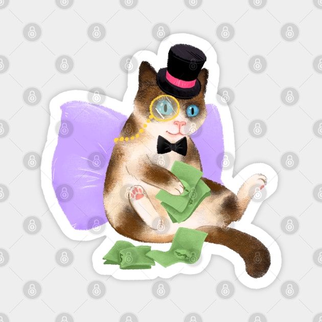 Cash Cat Magnet by SarahWrightArt