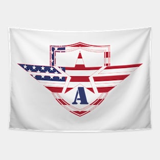 Letter A American Flag Monogram Initial Tapestry