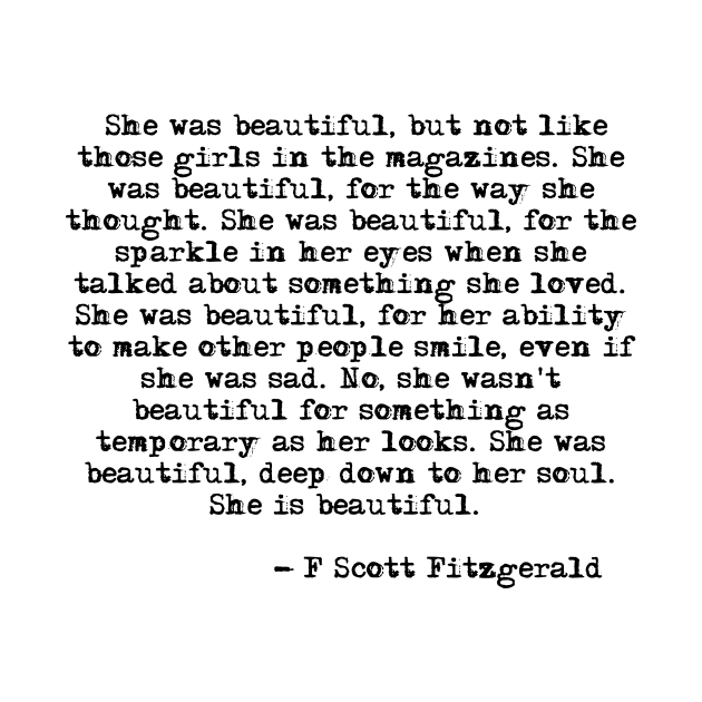 She was beautiful - Fitzgerald quote by peggieprints