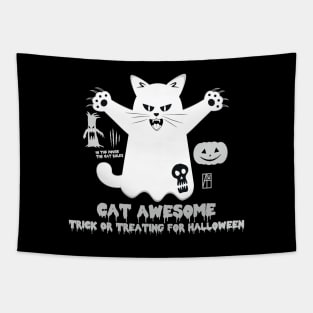 Halloween cat awesome- Trick or Treating for Halloween - Funny cat Tapestry