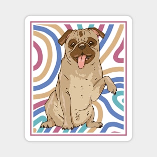 Cute and Colorful Portrait of a Pug Dog // Adorable Pug // Pug Mom B Magnet