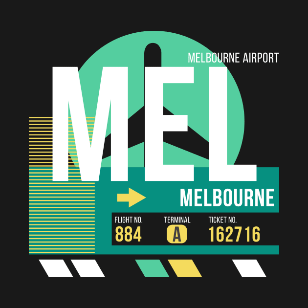 Melbourne (MEL) Airport // Retro Sunset Baggage Tag by Now Boarding