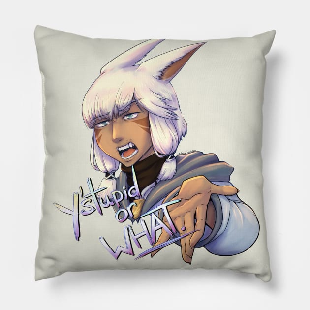 Sassy Y'shtola (Y'stupid or WHAT) Pillow by MutationIvori