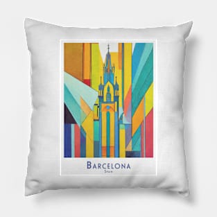 Vibrant Barcelona Church Artwork Pillow