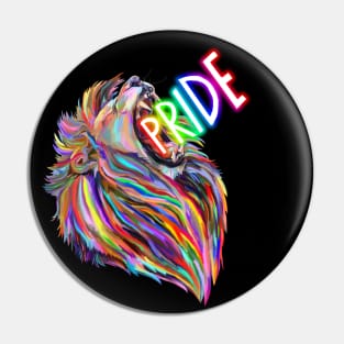 Rainbow Roaring Pride Lion Pin