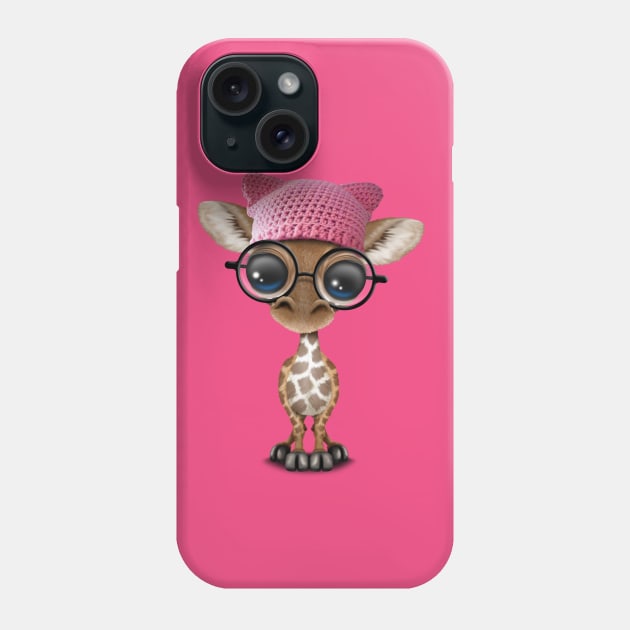 Cute Baby Giraffe Wearing Pussy Hat Phone Case by jeffbartels