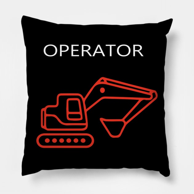 excavator operator heavy equipment driver Pillow by PrisDesign99
