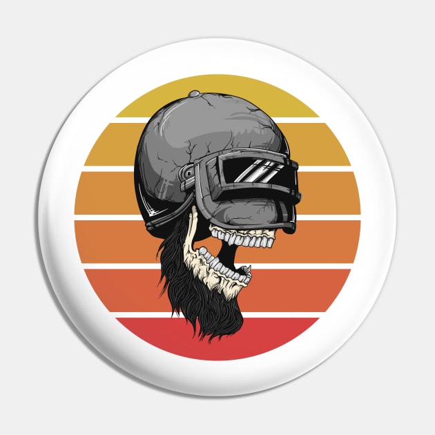 Helmet Skull Retro sunset Pin by Taki