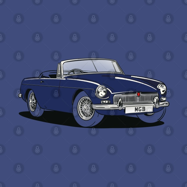 MGB Vintage Classic British Car in Blue by Webazoot