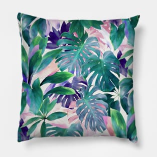 Pastel Summer Tropical Emerald Jungle Pillow