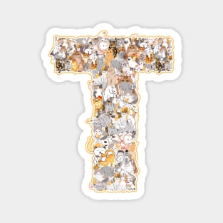 cat letter T(the cat forms the letter T) Magnet