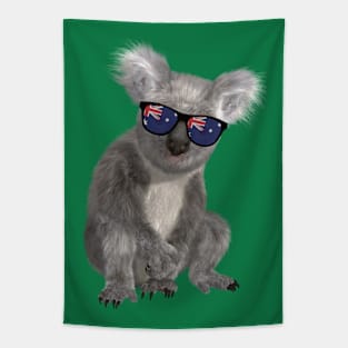 Cute Koala In Australia Flag Sunglasses Tapestry