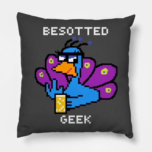 Peacock White Pillow by BesottedGeek