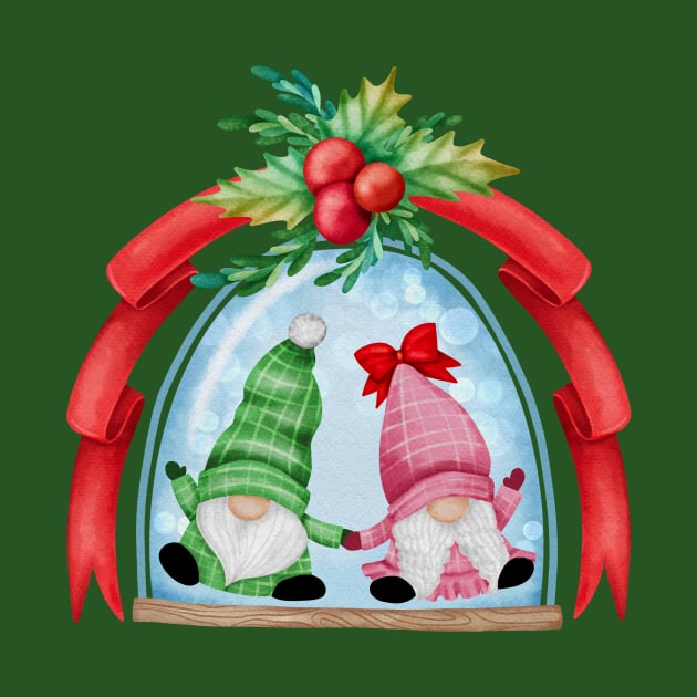 Happy Christmas Gnomes In A Snowglobe by Archie & Ainslie