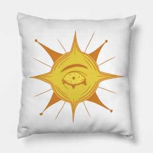 Eye in sun drawing Pillow