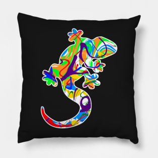 Colorful surreal psychedelic lizard king VIII Pillow