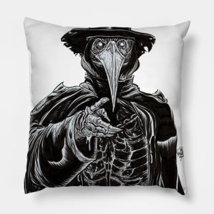 Black and White Plague Doctor Pillow