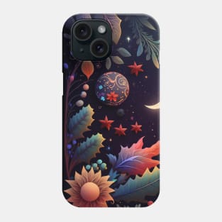 10. Celestial Bohemian Flowers Aesthetic Design Stars Moon Floral Cosmic Pattern Phone Case