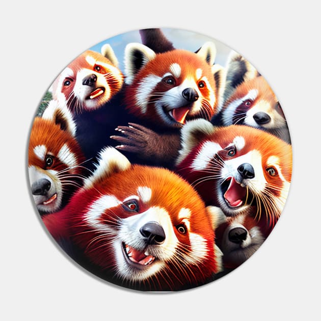 Red Panda Lesser Wild Nature Funny Happy Humor Photo Selfie Pin by Cubebox