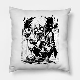 Zombie Boy [black & white] Pillow